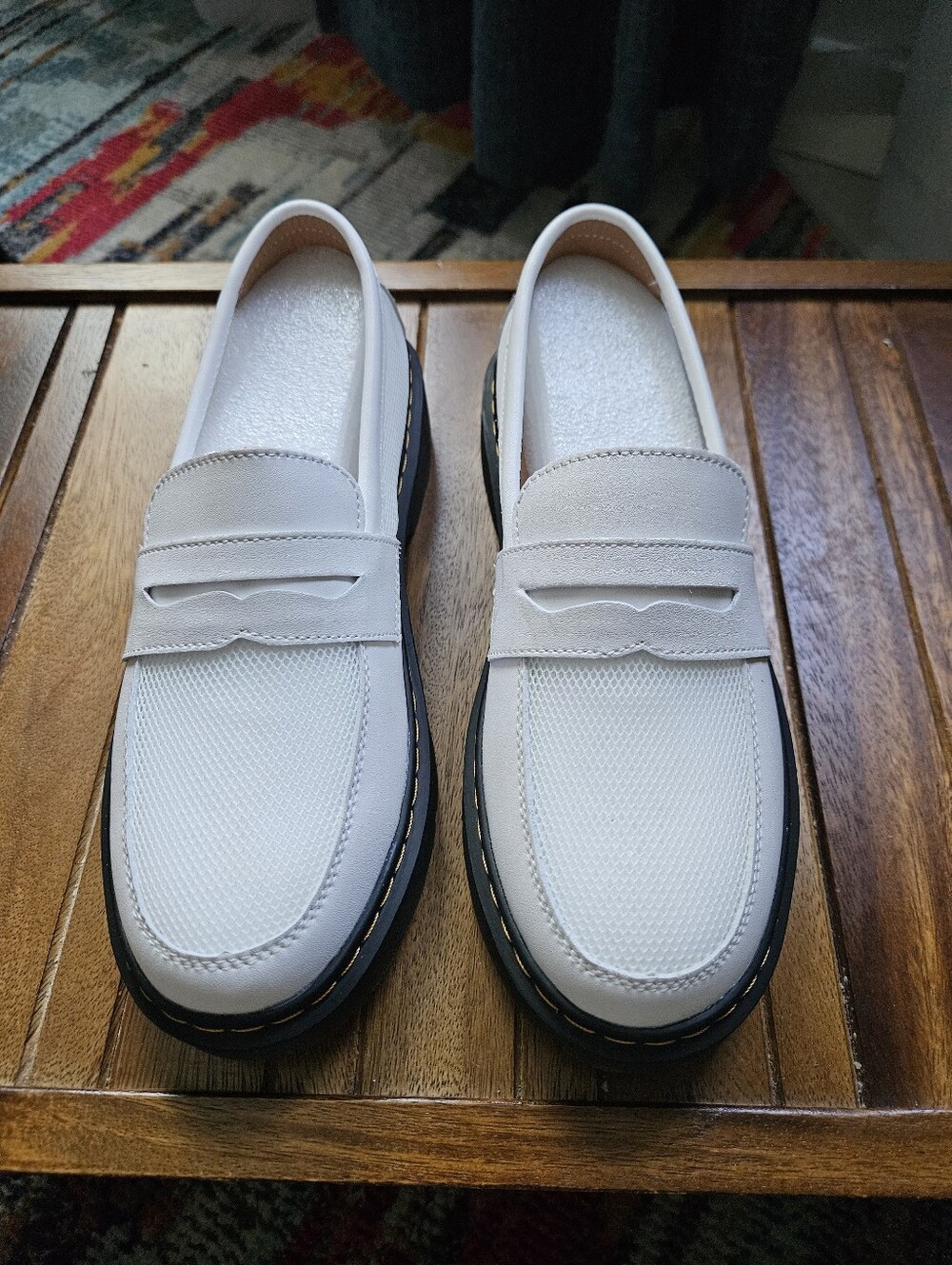 Women's White Loafers With Mesh Insert Detailing